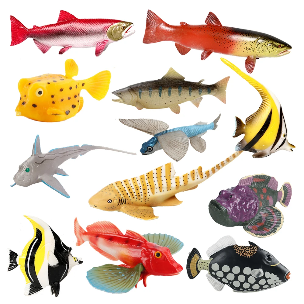 Kids Toys Reviews - Figurki zwierząt morskich, zabawki, ryby-miecz, ryby-pływaki,