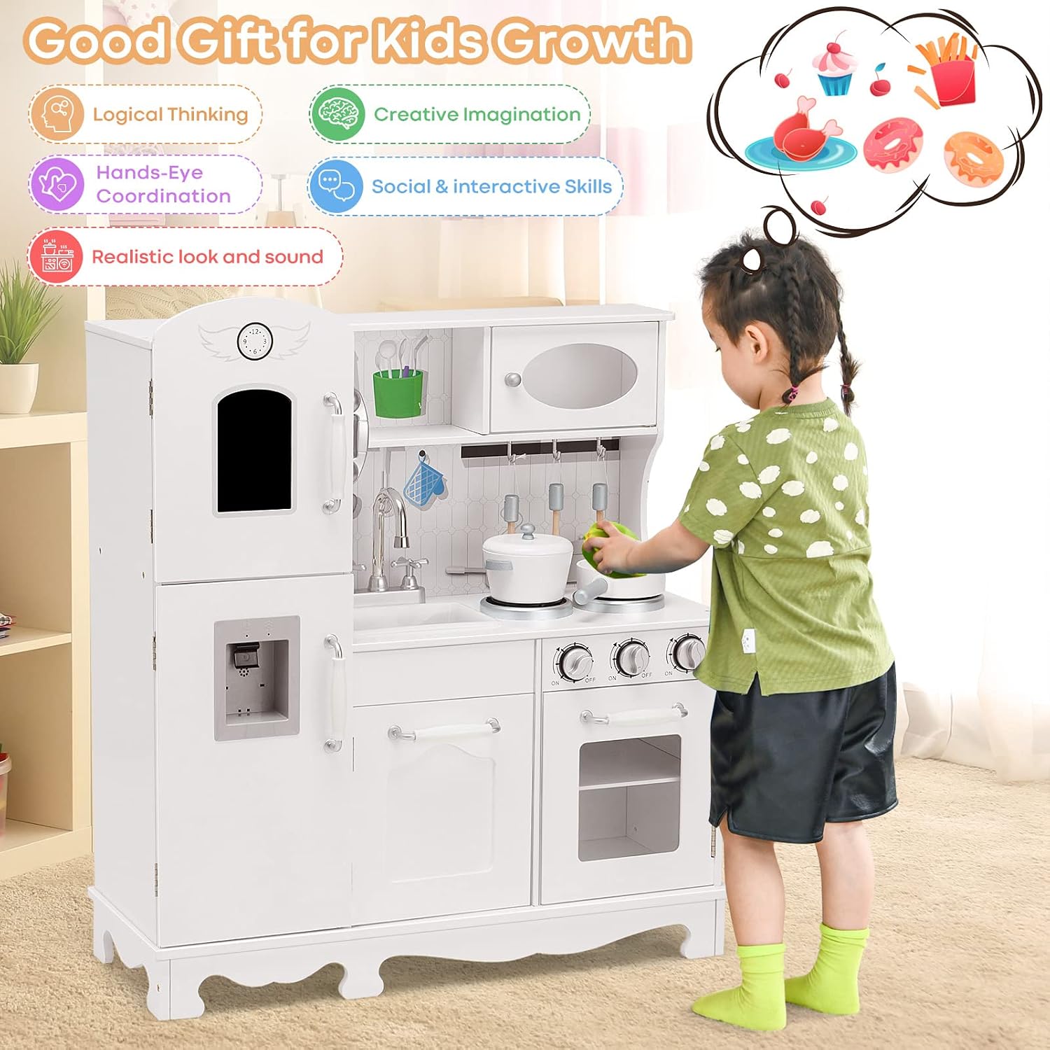 Drewniany zestaw do zabawy w k – Kids Toys Kitchen Set recenzja i cena