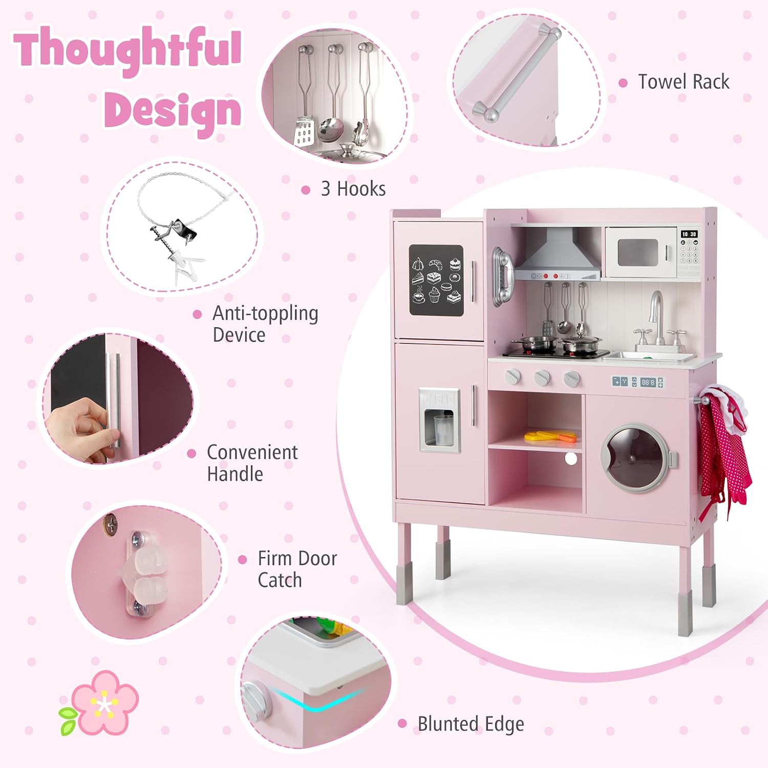 Drewniany zestaw do zabawy w k – Kids Toys Kitchen Set recenzja i cena