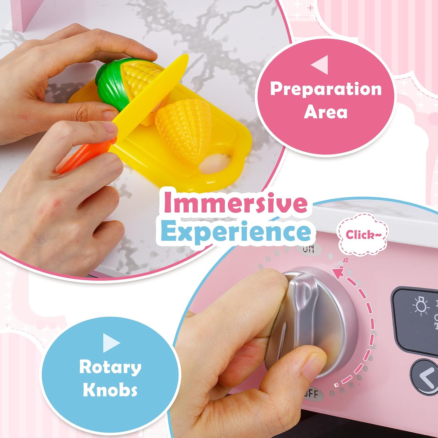 Różowa drewniana kuchnia do za – Kids Toys Kitchen Set recenzja i cena